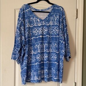 Belle by Kim Gravel Tie-Dye Blue and White Tunic